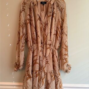 Aakaa Women's Mini Brown Dress Orange leaves